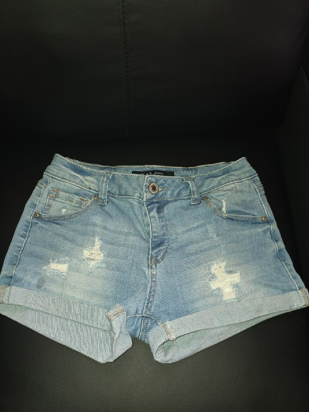 Wax Jean Light Blue Distressed Denim Shorts